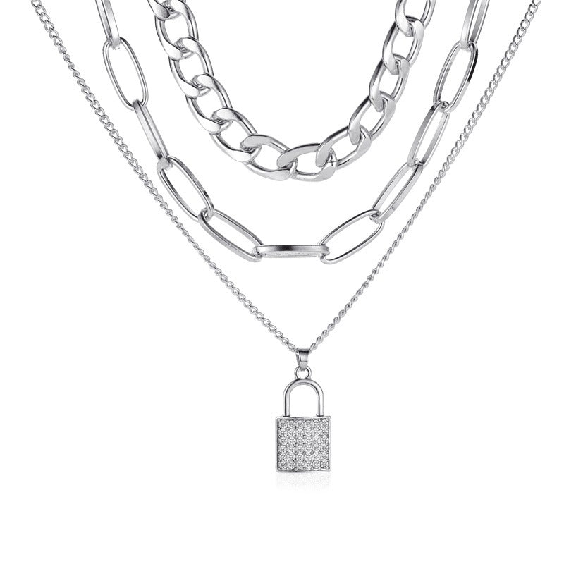 Cross-border New Personality Multi-layer Necklace 3 layers