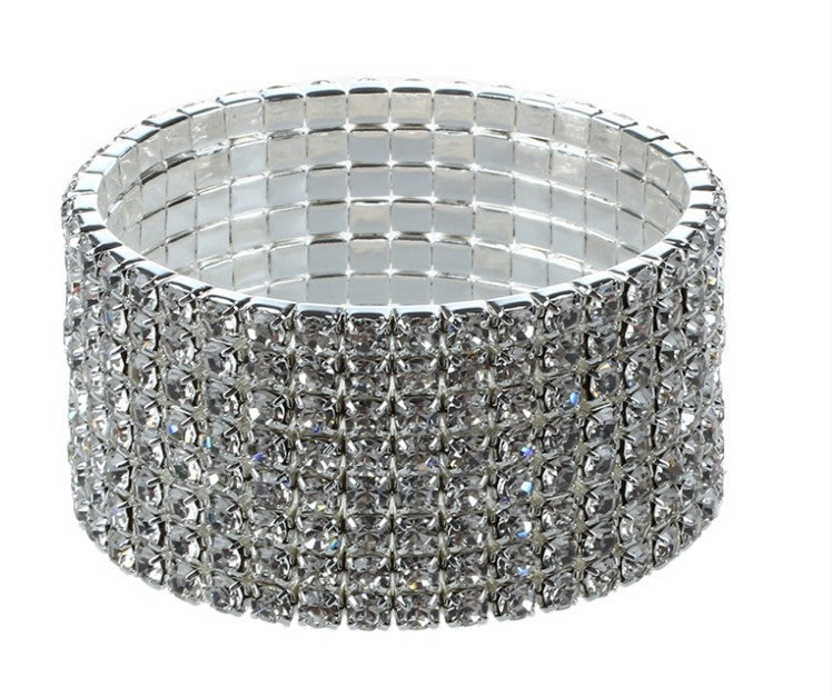 Foreign Trade Fashion Flash Diamond Shiny Diamond Jewelry CrystalFull Diamond Bracelet Single Row Diamond Stretch Multi-layer Diamond Row Bracelet