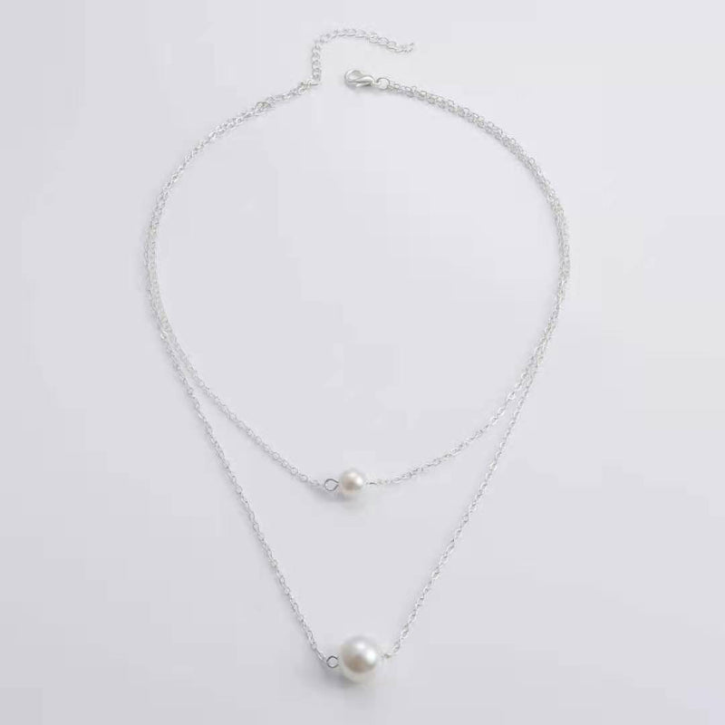 Single Double Layer Pearl Necklace Short Clavicle Chain