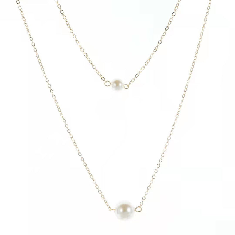 Single Double Layer Pearl Necklace Short Clavicle Chain