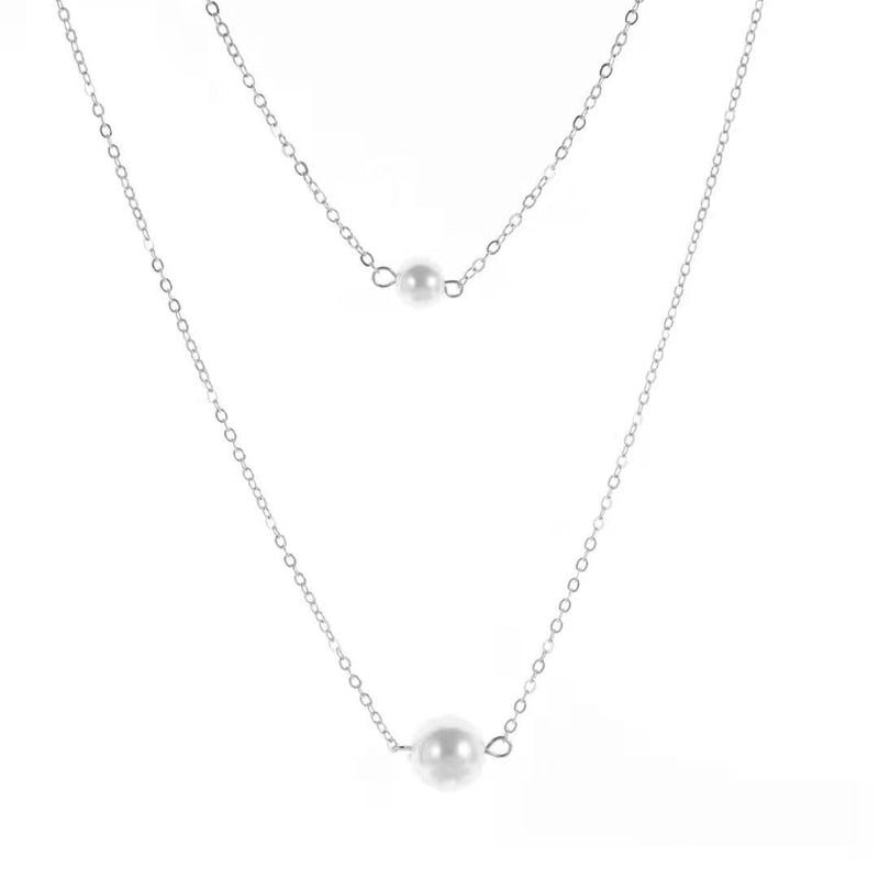 Single Double Layer Pearl Necklace Short Clavicle Chain