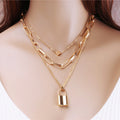 Cross-Border Jewelry Simple And Exaggerated Thick Chain Necklace Female Retro Multi-Layer Geometric Lock-Shaped Love Necklace