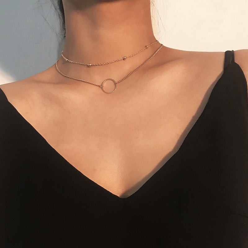 SUMENG New Arrival 2020 Fashion Modern Choker Necklace Two Layers Round Necklaces Gold Color Necklace Choker Jewelry For Women