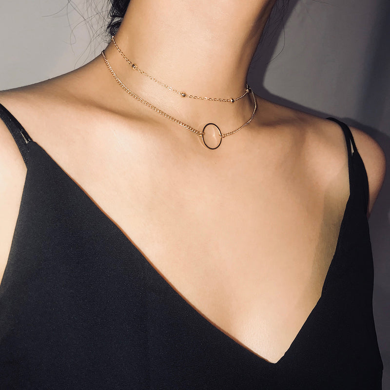 SUMENG New Arrival 2020 Fashion Modern Choker Necklace Two Layers Round Necklaces Gold Color Necklace Choker Jewelry For Women