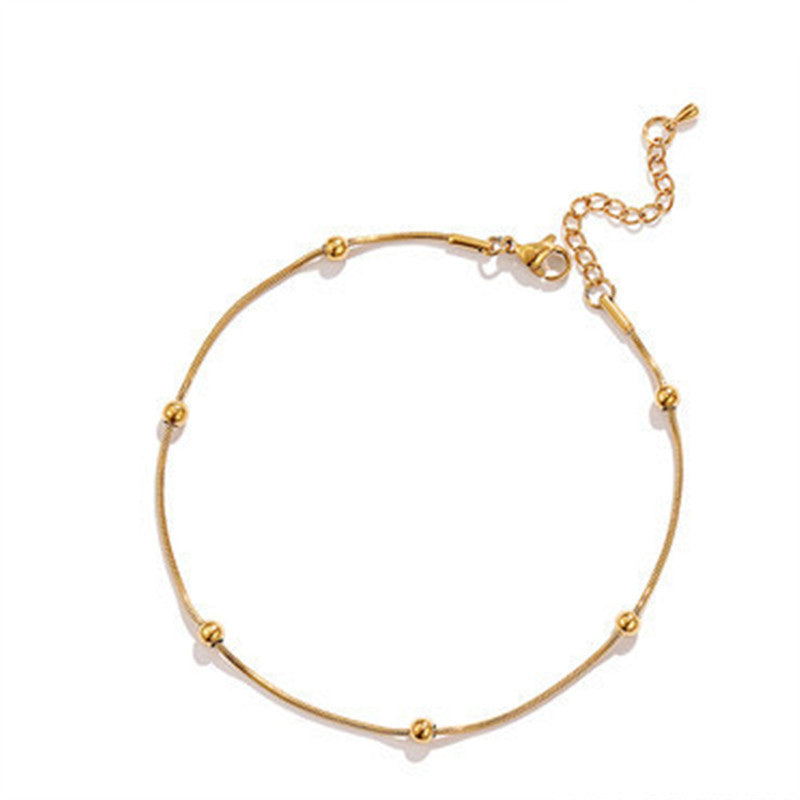 Fashion Titanium Steel Rose Gold Transit Bead Round Bead Bracelet Titanium Steel Bracelet Jewelry