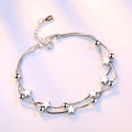 Five-pointed Star Square Sugar Round Beads Silver Bracelet