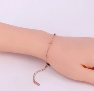 The Same Wild Steel Ball Snake Bone Chain Rose Gold Bracelet Anklet European And Korean New Titanium Steel Jewelry