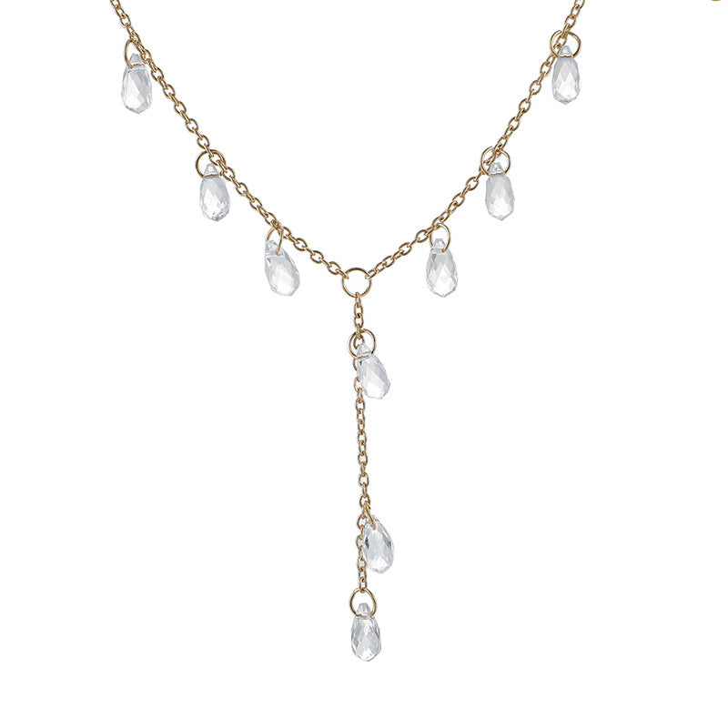 Luxurious Water Drop Crystal Stone Pendant Necklace