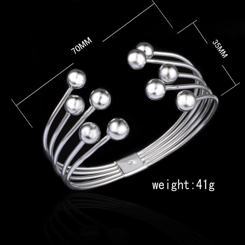 Silver-Plated Inter-Color 8M Bead Bracelet