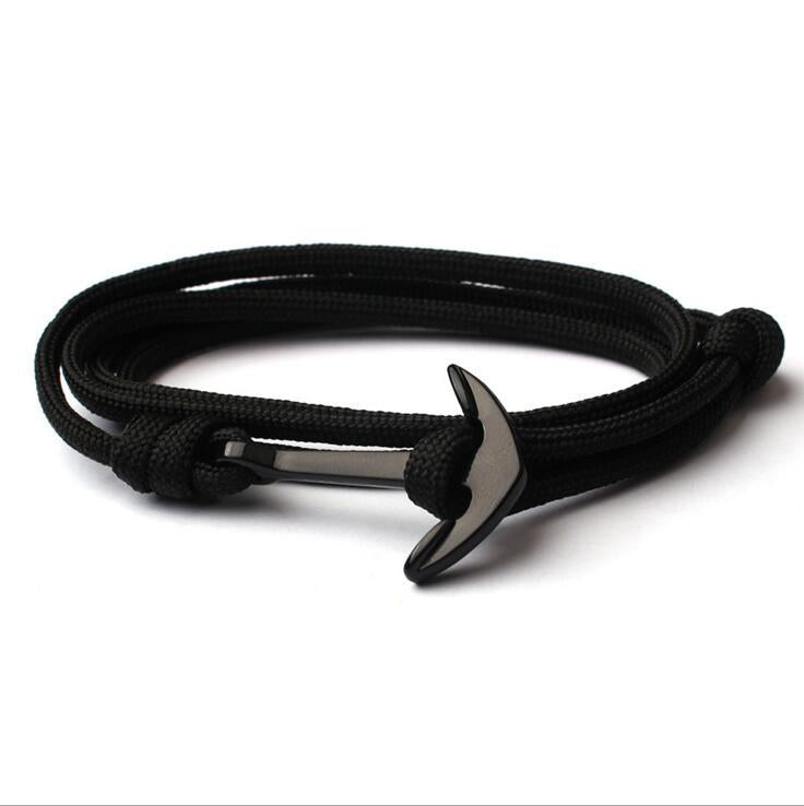 Black Anchor Hand-Woven Multi-Layer Nylon Fashion Bracelet Men'S And Women'S Jewelry