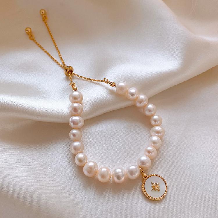 Eight Pointed Star Baroque Natural Pearl Girlfriend Bracelet Bracelet