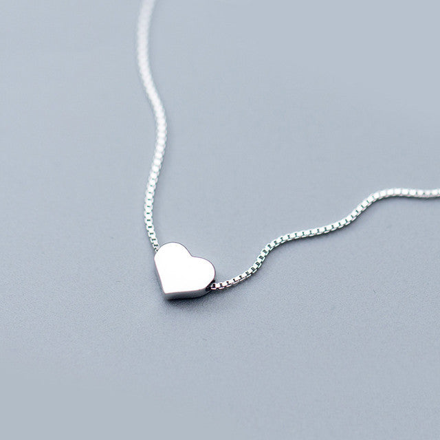 Silver Plated Necklace Pendant Lady Sweet Brushed Love Pendant