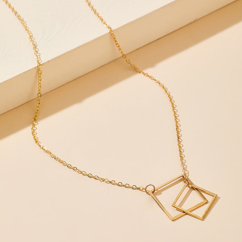 Square Alloy Ins Bohemian Fashion Single-layer Necklace Necklace Necklace Accessories