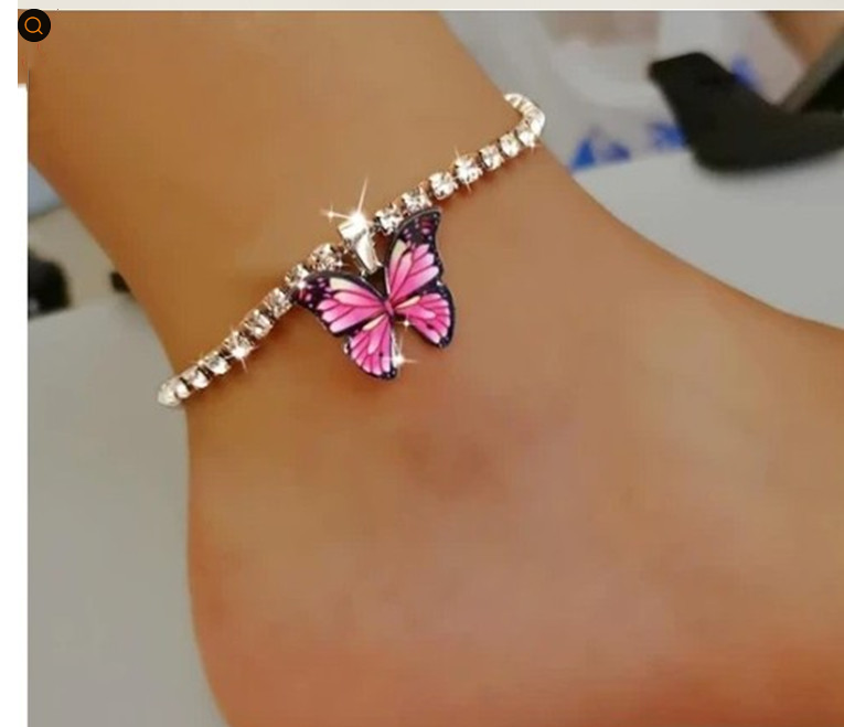 Women's Rhinestone Butterfly Pendant Anklet