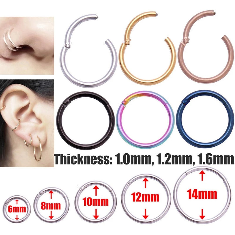 Stainless Steel Pierced Nose Ring Interface Ring Closed Ring Seamless Connection Nose Ring Earrings