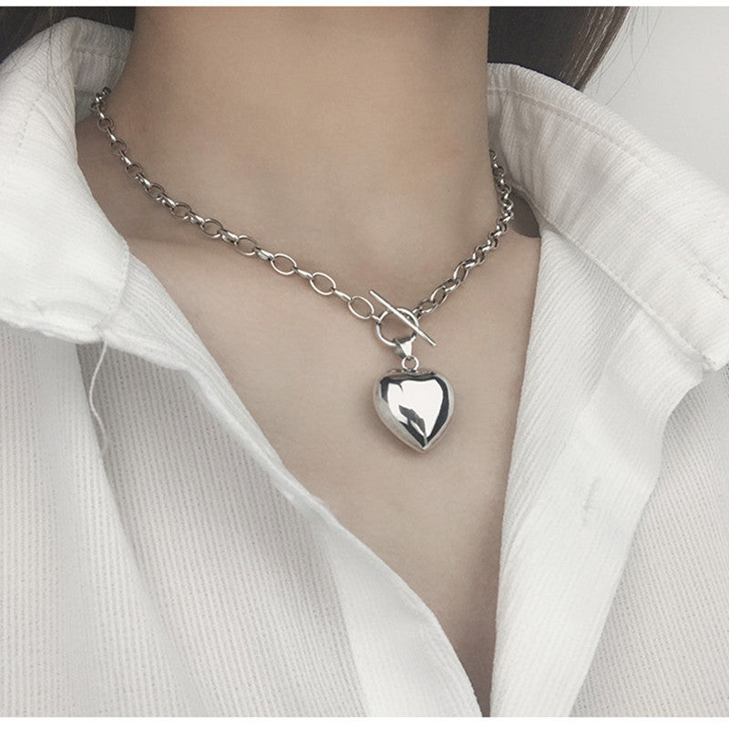 Street Style Peach Heart Necklace Women