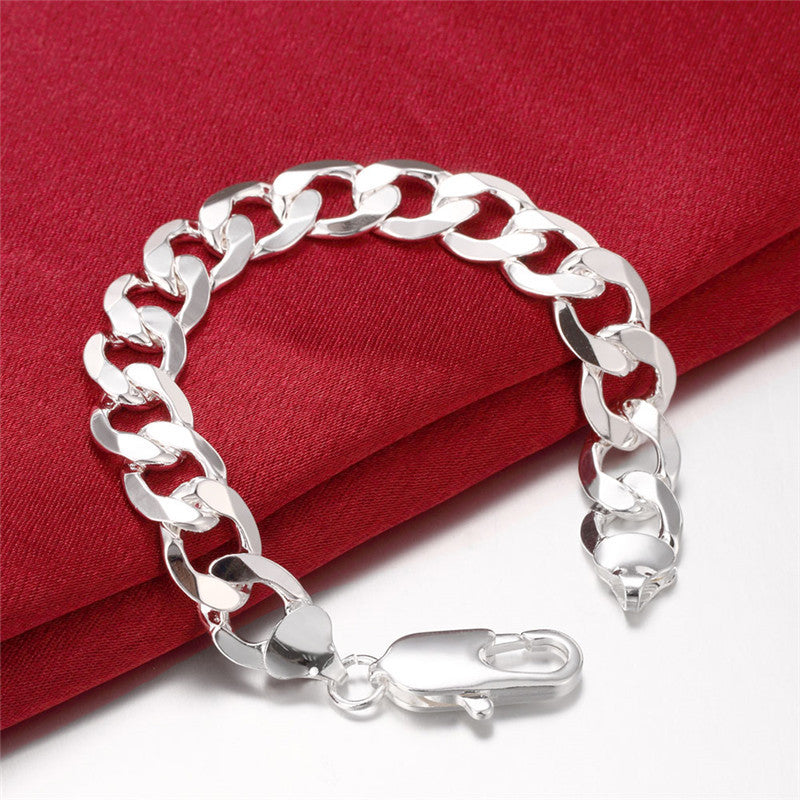 European And American Men's Silver Chain Bracelet