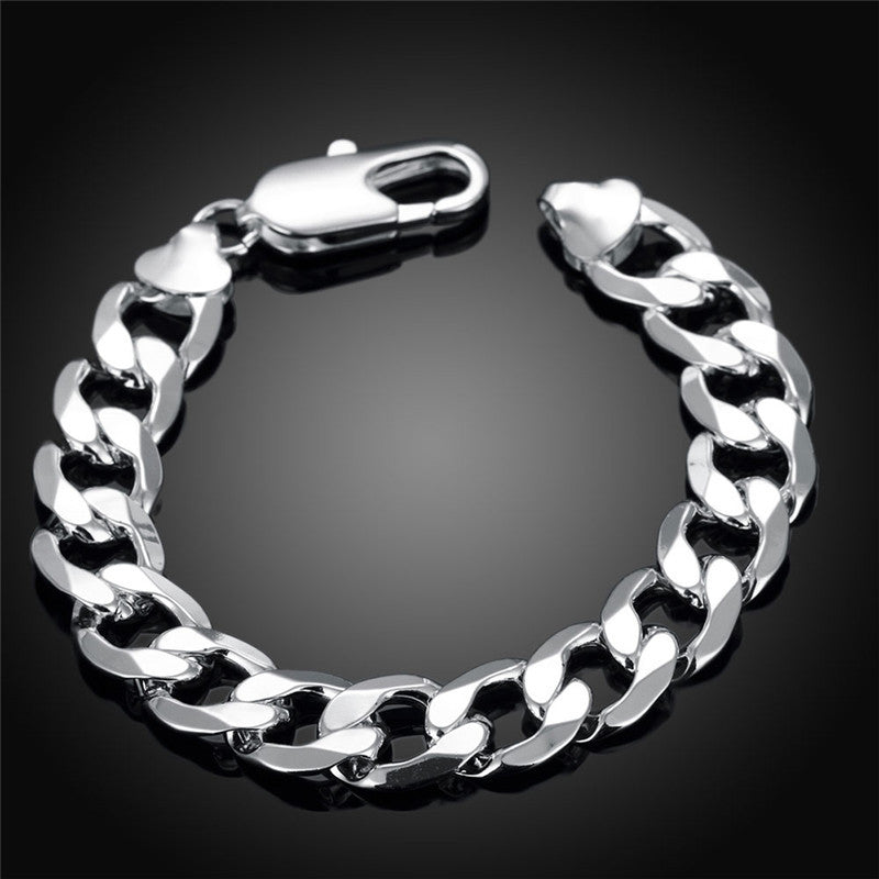 European And American Men's Silver Chain Bracelet