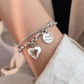 Simplicity 925 Sterling Silver Custom Couple Love Letter Double Bracelet