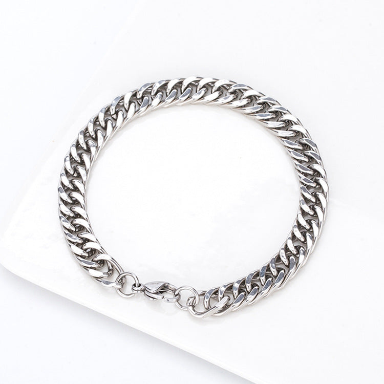 Hip Hop Rock Punk Men's and Women's Titanium Steel Simple Chain Bracelet