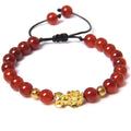 Cross-Border Hot Sale Yellow Tiger Eye Stone Brave Hand-Woven Bracelet Tiger Clear Stone Red Agate Stone Bracelet Foreign Trade Jewelry