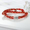 Knitting Red Rope Bracelet  With A Pair Of Silver Magnets