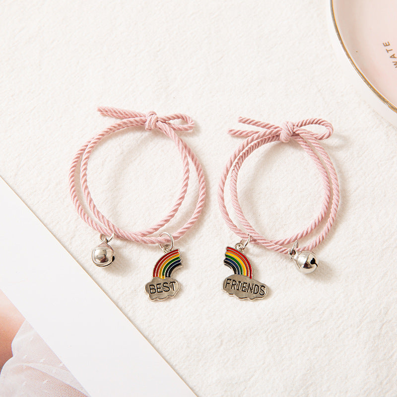 Rainbow Bell Girlfriend Bracelet Pair Of Female Student Rainbow Cloud Stitching Head Rope Bracelet
