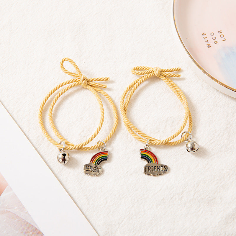 Rainbow Bell Girlfriend Bracelet Pair Of Female Student Rainbow Cloud Stitching Head Rope Bracelet