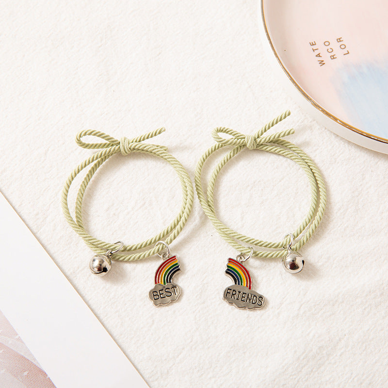 Rainbow Bell Girlfriend Bracelet Pair Of Female Student Rainbow Cloud Stitching Head Rope Bracelet