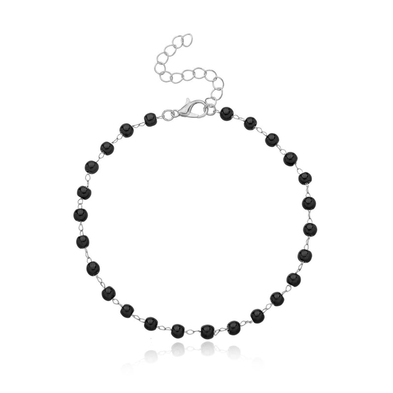 European And American Cross-border Jewelry Fashion Black Glass Beads Anklet Women
