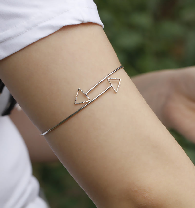 Simple Style, Retro Copper Cast Hollow Triangle Arm Ring Bracelet