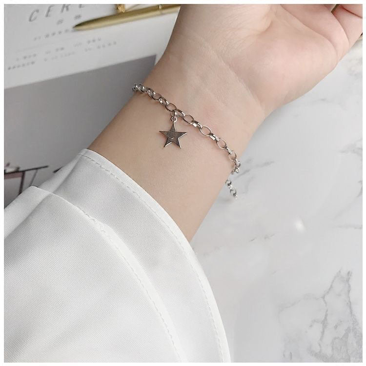 Bracelet Female Star Hollow Chain Glossy Round Ball Simple