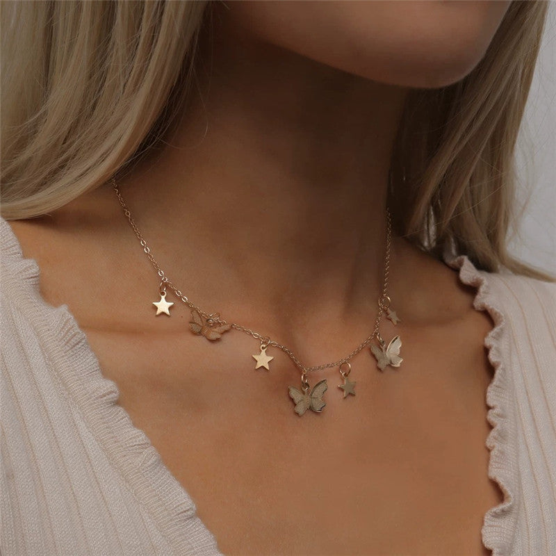 Sexual Popular Five-pointed Star Sequined Star Clavicle Chain