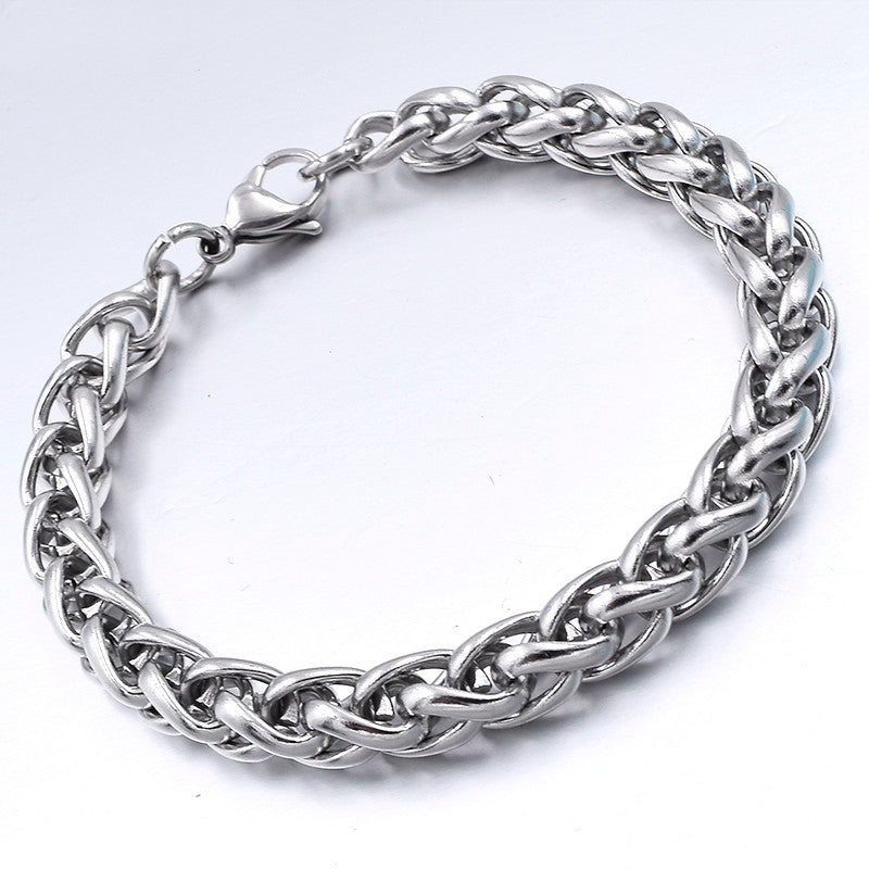Titanium Steel Men'S Flower Basket Bracelet