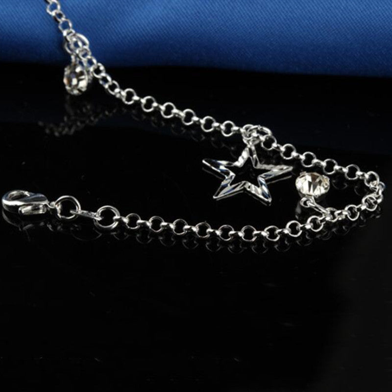 Female Car Flower Five-pointed Star Round Diamond Anklet