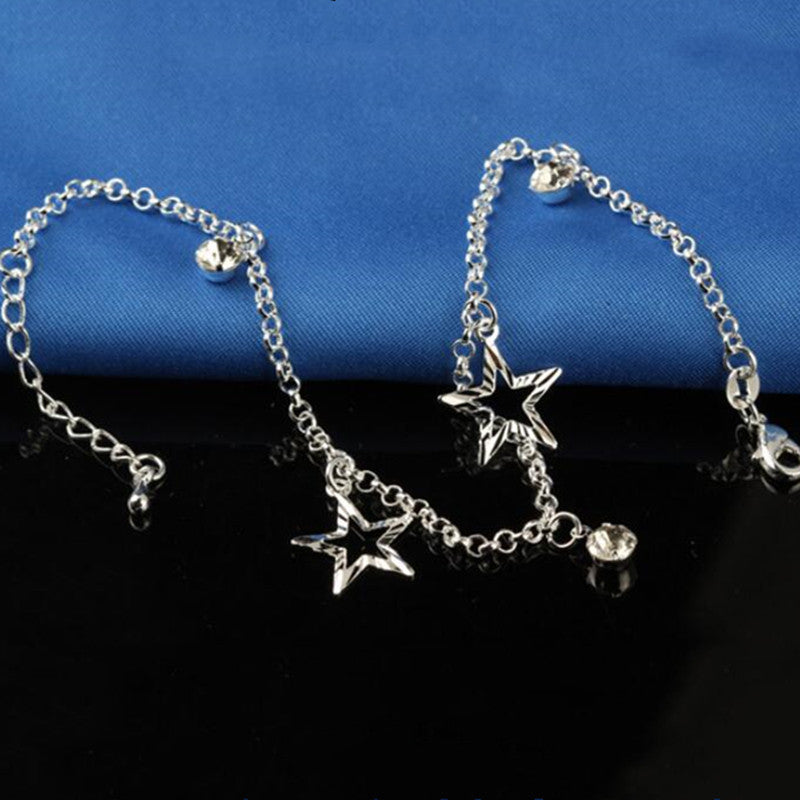 Female Car Flower Five-pointed Star Round Diamond Anklet