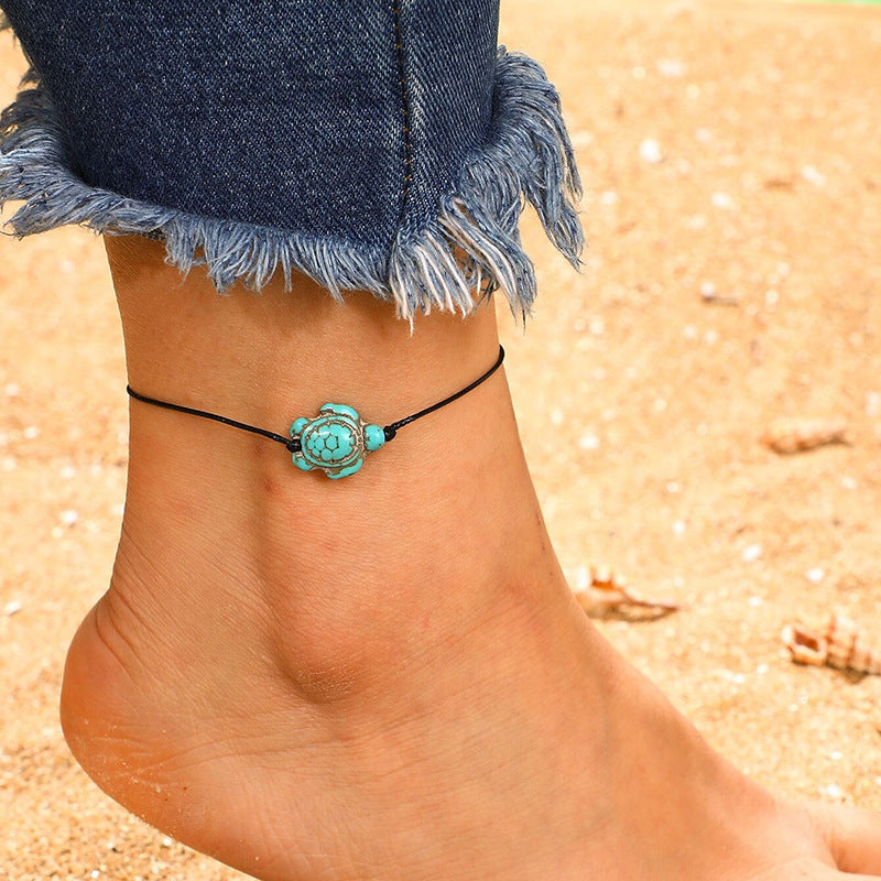 Tortoise-Shaped Single-Layer Rope Anklet Women