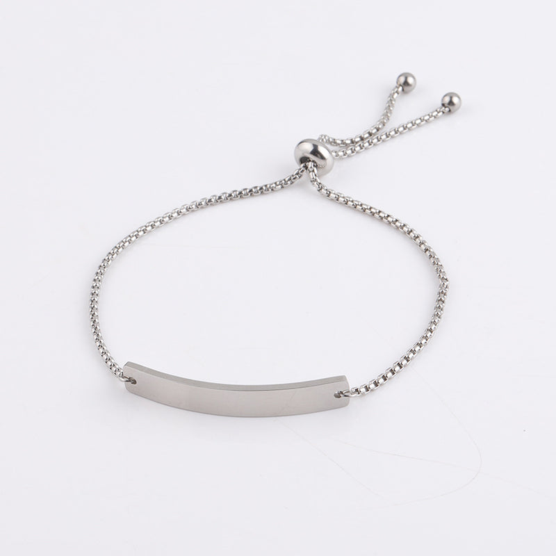 Stainless Steel Curved Rectangular Long Bracelet