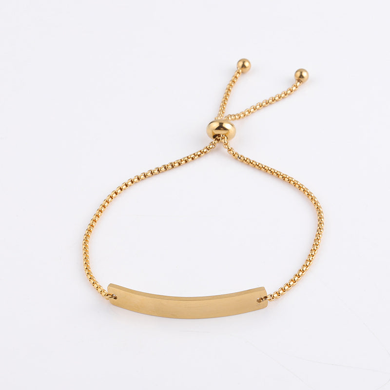 Stainless Steel Curved Rectangular Long Bracelet