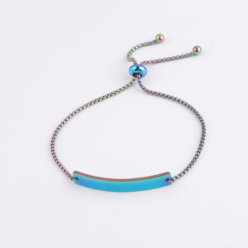 Stainless Steel Curved Rectangular Long Bracelet