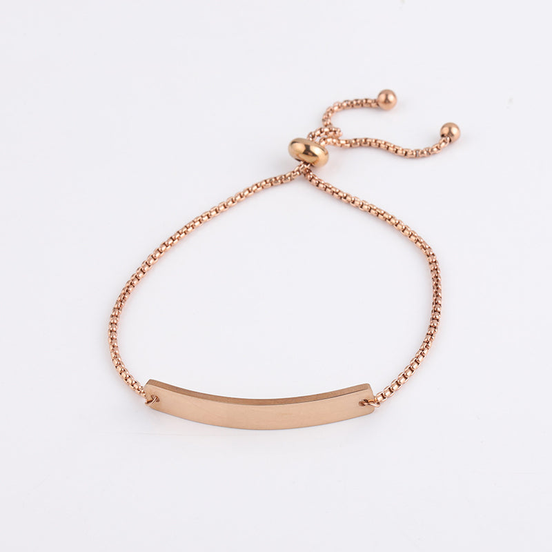 Stainless Steel Curved Rectangular Long Bracelet