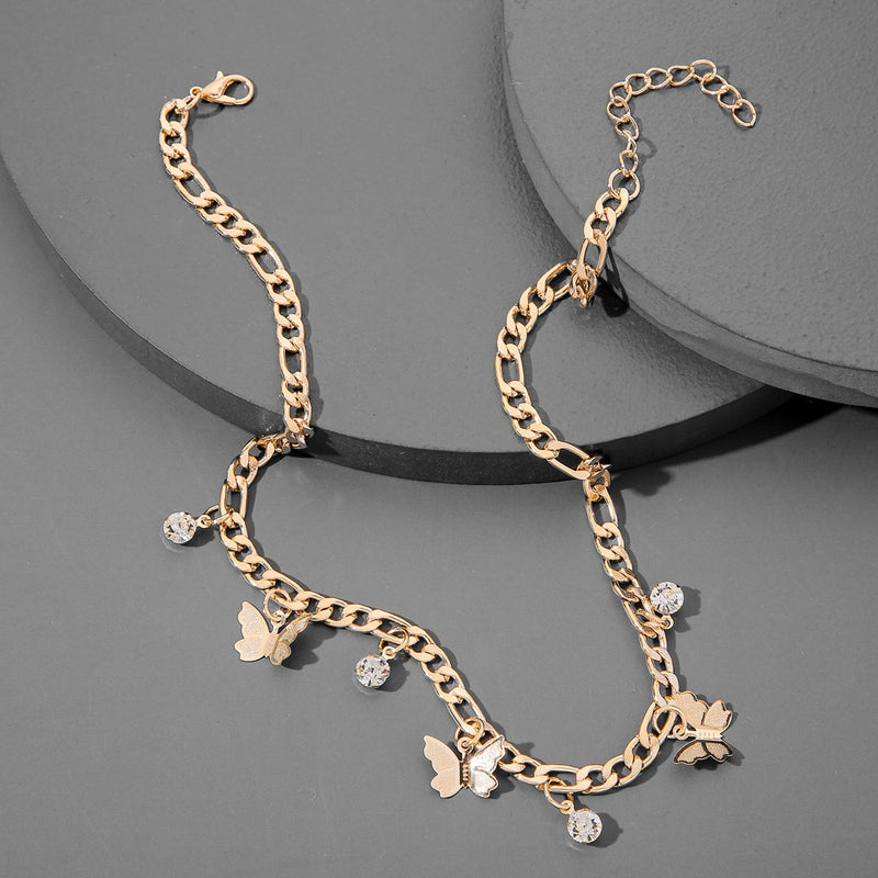 Fashion Geometric Single Layer Three-Dimensional Rhinestone Necklace