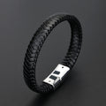 Fashion Youth Trend Handmade Leather Alloy Cuff Wristband Bracelet