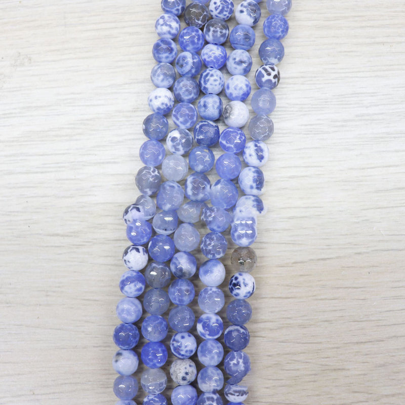 Blue Dragon Pattern Fire Agate Cut Corners And Faceted Loose Beads Semi-Finished Products