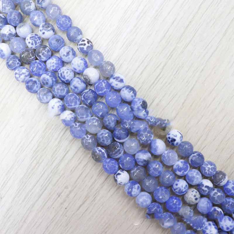 Blue Dragon Pattern Fire Agate Cut Corners And Faceted Loose Beads Semi-Finished Products