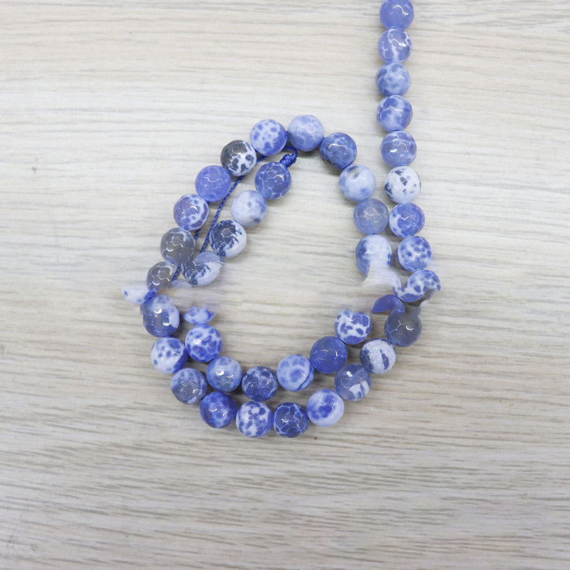 Blue Dragon Pattern Fire Agate Cut Corners And Faceted Loose Beads Semi-Finished Products