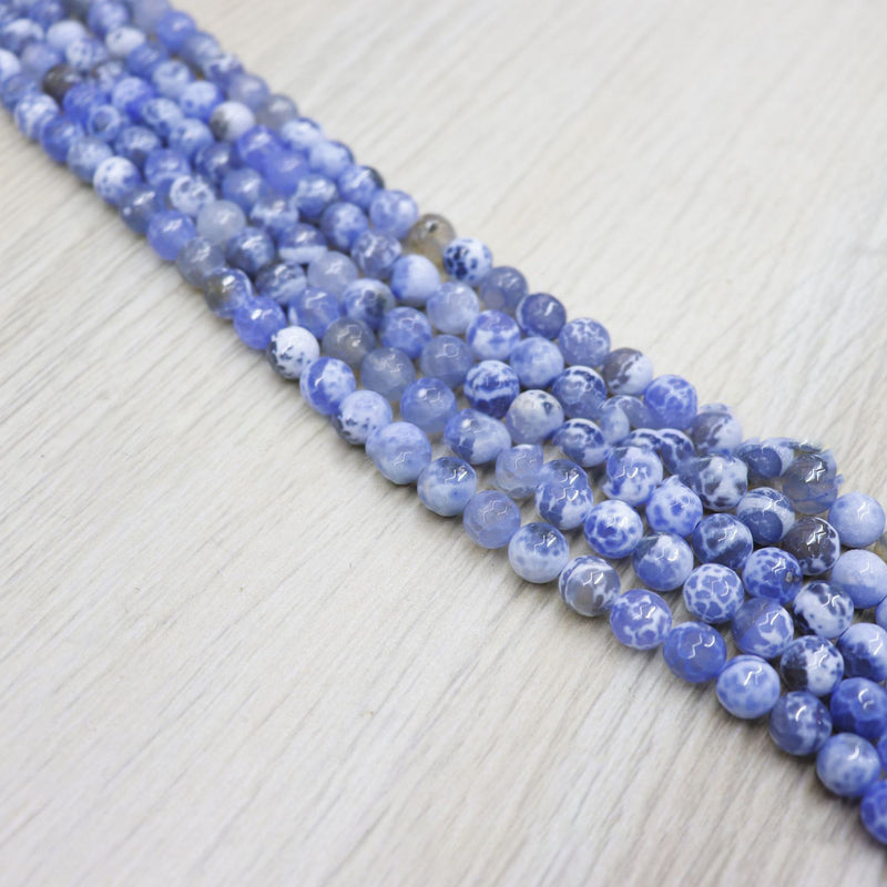 Blue Dragon Pattern Fire Agate Cut Corners And Faceted Loose Beads Semi-Finished Products