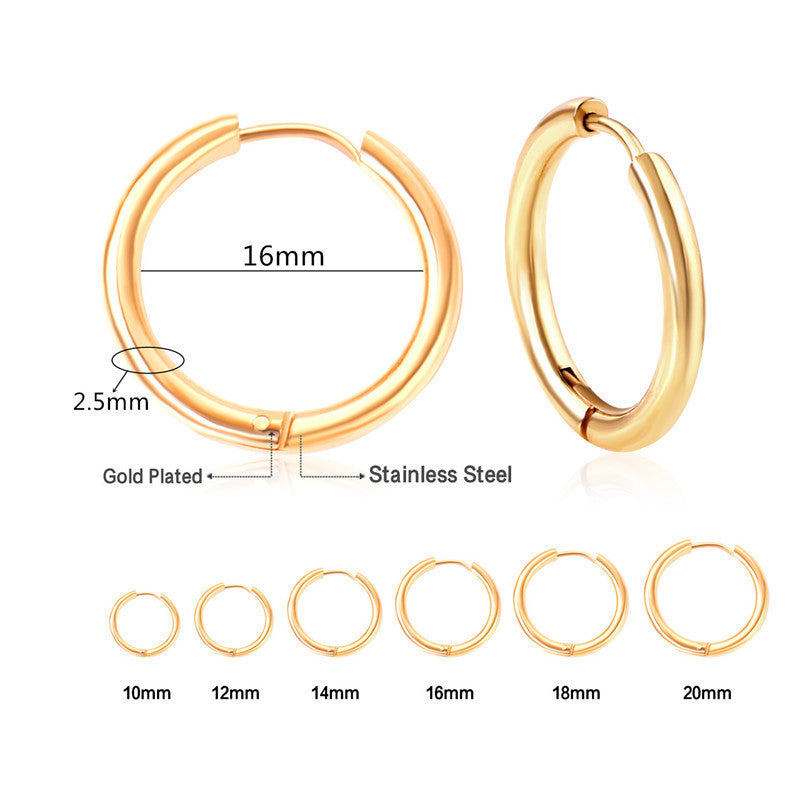 Manufacturers Stock Round Earrings, Stainless Steel Vacuum Environmental Protection Plating Circle Earrings, European And American Simple Round Wire Earrings