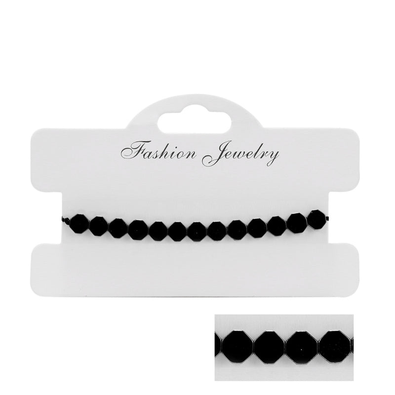 Geometric Type Bracelet Creative Love Flat Beads Black Gallstone Hand-Woven Adjustable Bracelet