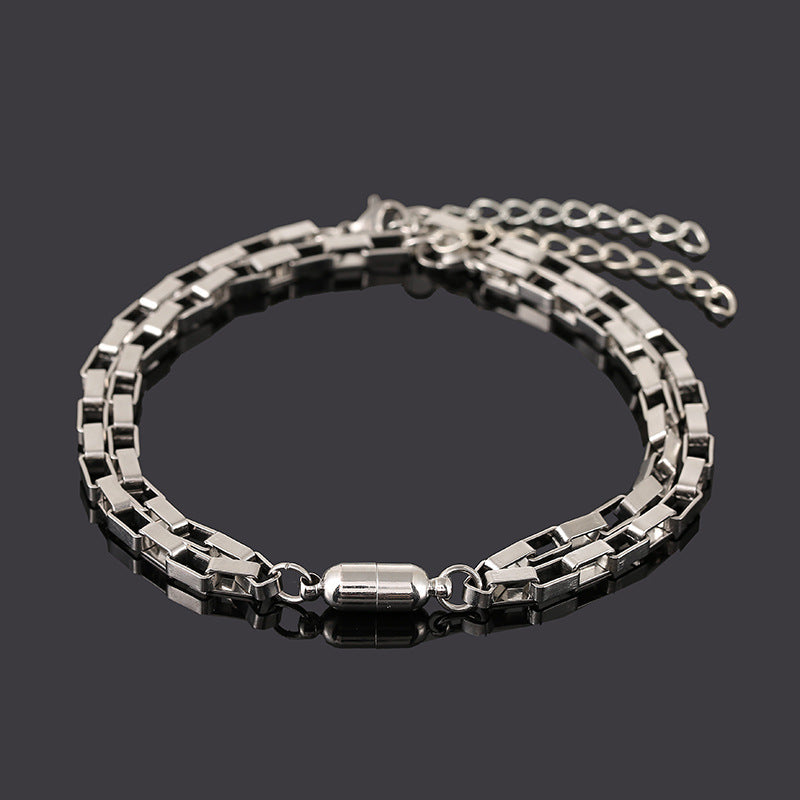 European And American Hot Style Simple Stainless Steel Magnet Attracting Couple Bracelet A Pair Of Jewelry Wholesale Cross-Border